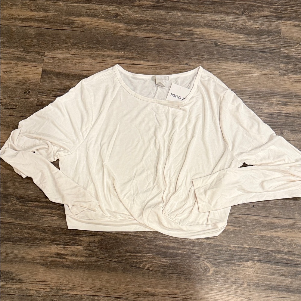 Forever 21 Cream Long Sleeve Top